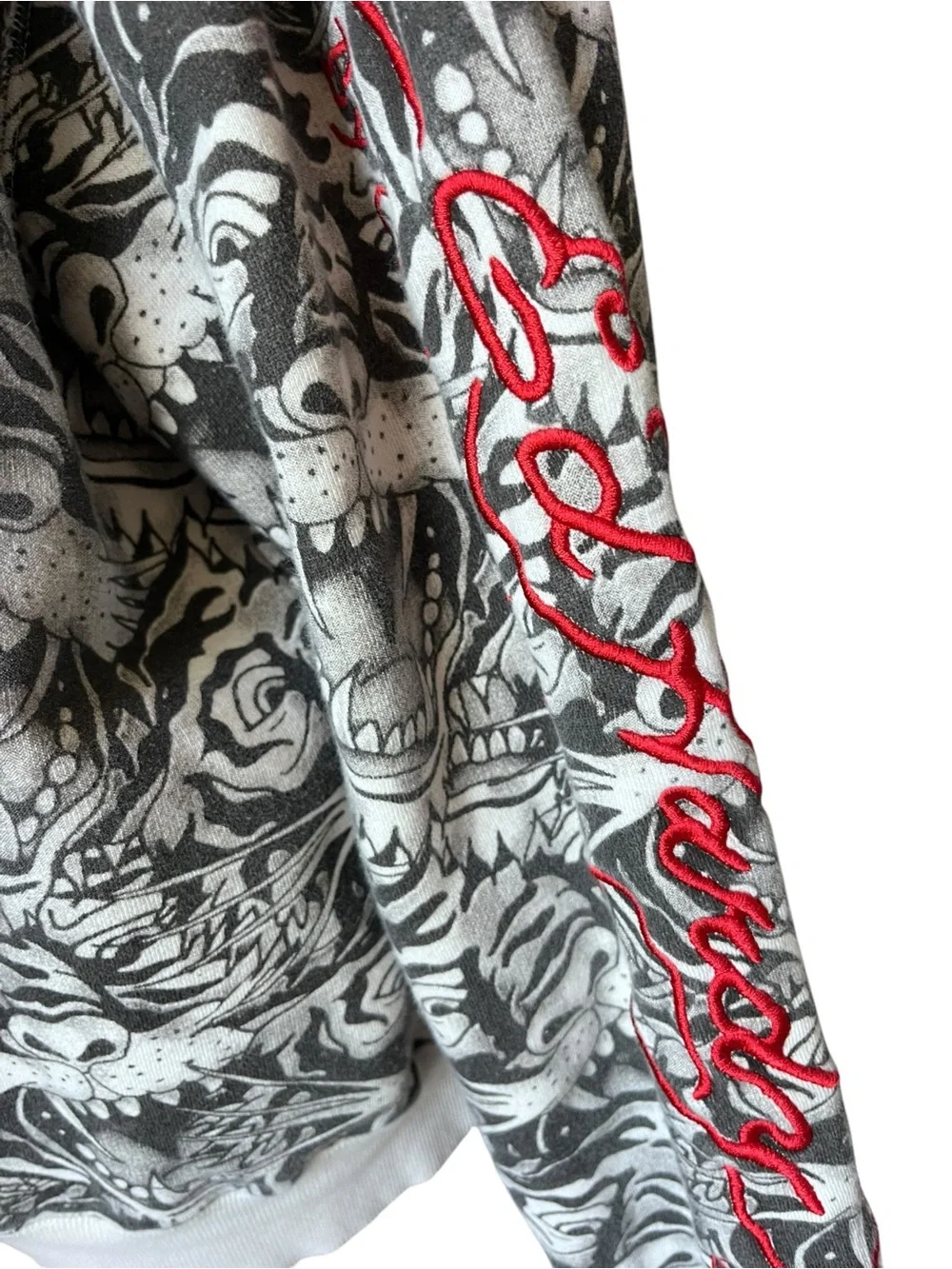 Ed Hardy Y2K Vintage USMC Death Before Dishonor Eagle All Over Print Hoodie LRG